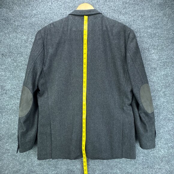 Joseph Abboud Sport Coat Mens XL Gray Herringbone Wool Blend Elbow Patch Blazer - Picture 11 of 16